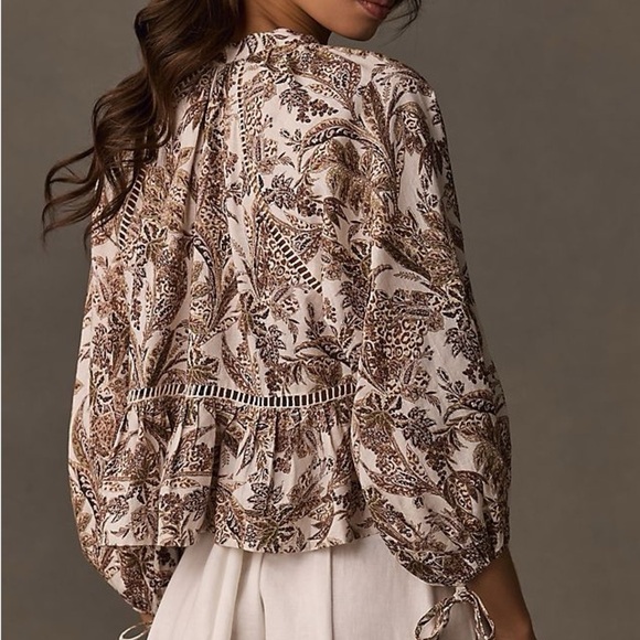 By Anthropologie Long-Sleeve Linen Blouse - Picture 2 of 6